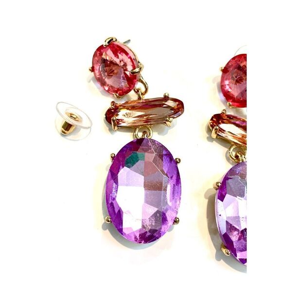 Pastel Colored Crystal Stones Tear Drop Earrings #stunning - Picture 3 of 5